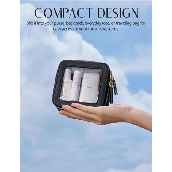 Popvibe Clear Makeup Bag Small Travel Cosmetic Case Zipper Toiletry Organizer - Picture 5 of 7